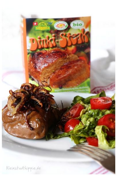 Dinkelsteak Berliner Art - vegane Rezepte von Kleinstadthippie Veganes Steak Dinki Steak von Soyana