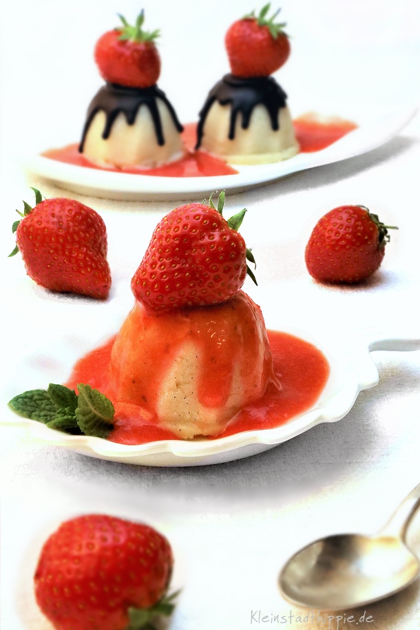 Grießpudding mit Erdbeeren und Schoki - Veganes Dessert mit Erdbeeren von Kleinstadthippie
