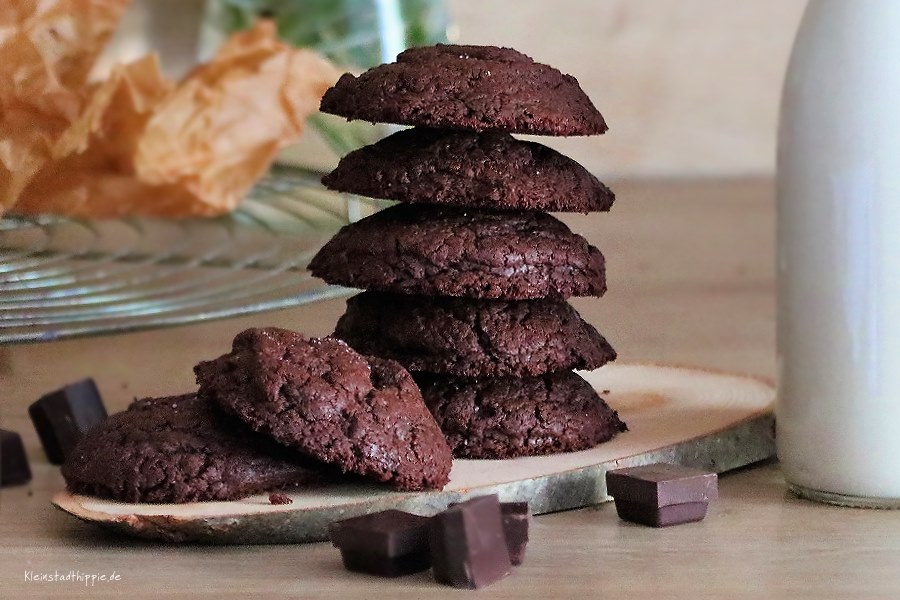 Brownie Cookies, Schokoladenkekse veganes Rezept von Kleinstadthippie