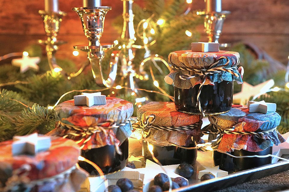 Weihnachtliche Blaubeermarmelade / Heidelbeermarmelade Geschenk aus der Küche vegan 