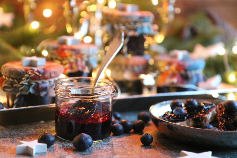 Weihnachtliche Heidelbeermarmelade - Blaubeermarmelade - vegane Marmelade 