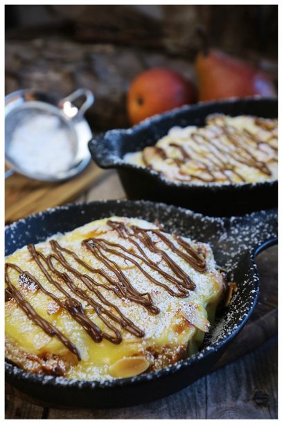 Pfannkuchen-Auflauf mit Birnen, Vanillepudding, Mandeln - Wohlfühlküche - Essen wie bei Oma