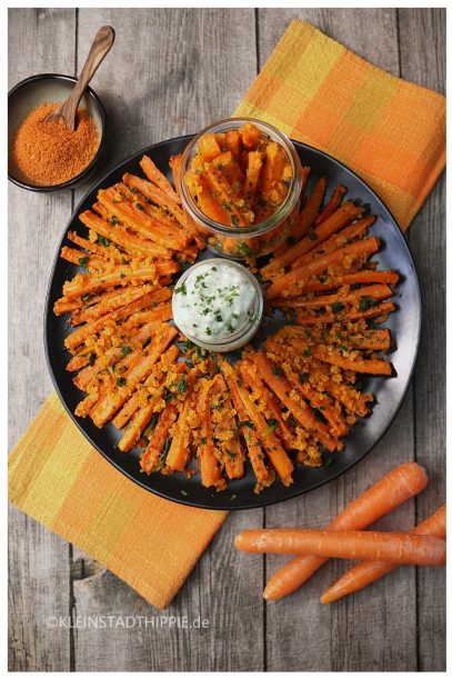 Karottenpommes / Möhrenpommes / Karottensticks / Möhrensticks / vegane Remouladensoße